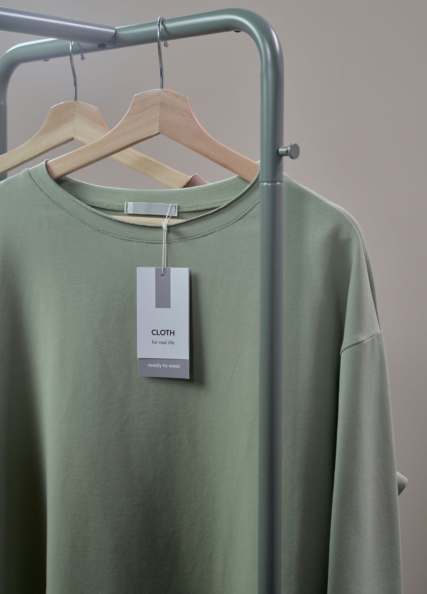 A new green top with its swing tag attached
